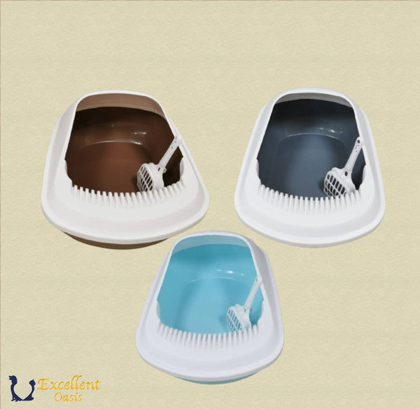Cat Litter Box Pan with Scoop 50.5 x 38 x 23 - brown - Shopivet.com