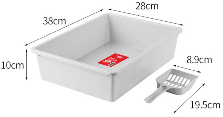 Cat Litter Tray with Scoop M Size, 38 x 28 x 10 cm - Shopivet.com