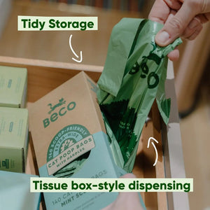 Beco Mint Scented Cat Poop Bags with Handles 140 Bags