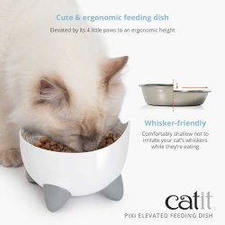 Catit PIXI Elevated Feeding Dish, White - Shopivet.com