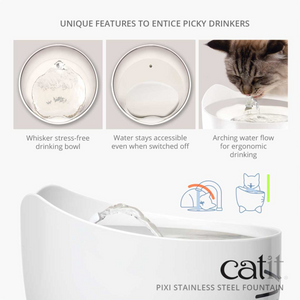 Catit PIXI Stainless Steel Fountain - White/2.5L