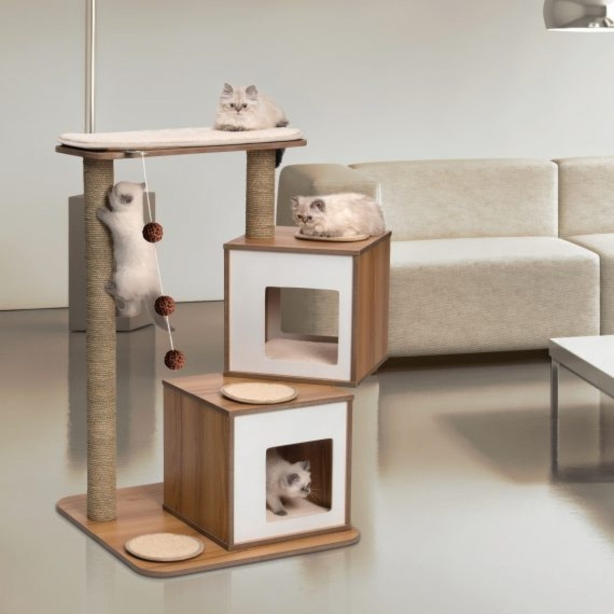 Catit Vesper Cat Furniture V-Double - Walnut
