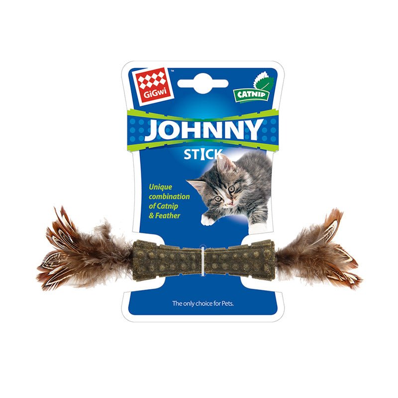 Catnip “Johnny Sticks” with Double Side Natural Feather - Shopivet.com