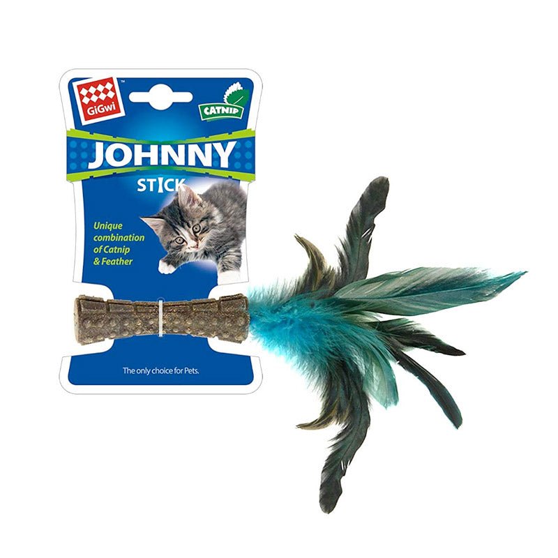 Catnip “Johnny Sticks” with Natural Feather (Green) - Shopivet.com