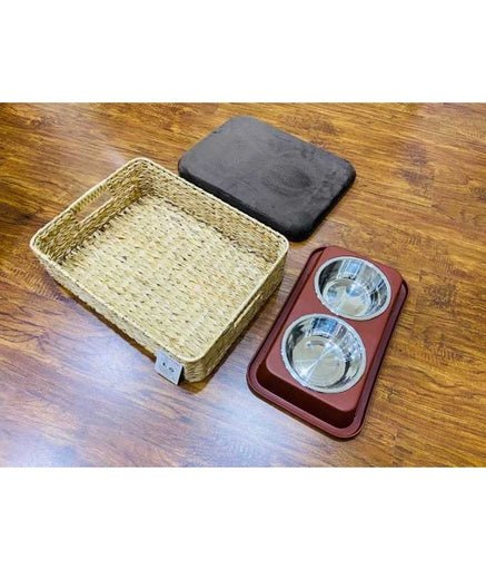 Catry Basket,Cushion& Bowl Set (40 x 30 x 10cm) - Shopivet.com