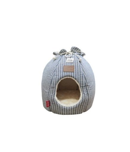 Catry Cat House 36 x 36 x 36cm - White Lined on Grey - Shopivet.com