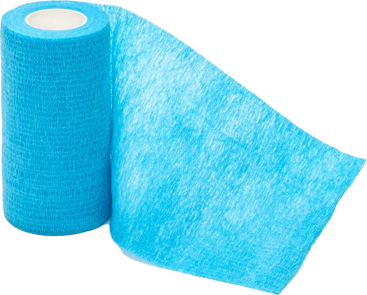 Cohesive Bandages, 10 cm x 4.5 m (stretched), light blue, 18 rolls