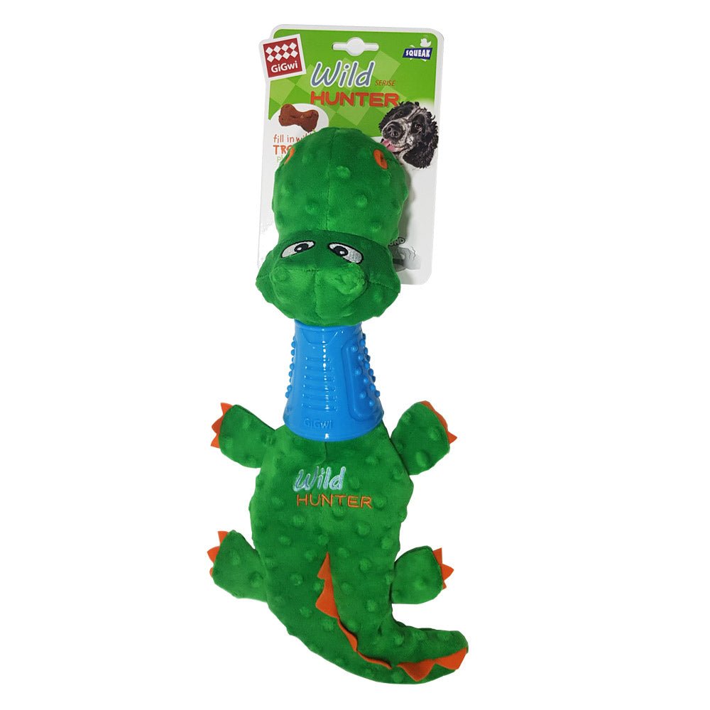 Crocodile Plush Dog toy with TPR Neck - Shopivet.com