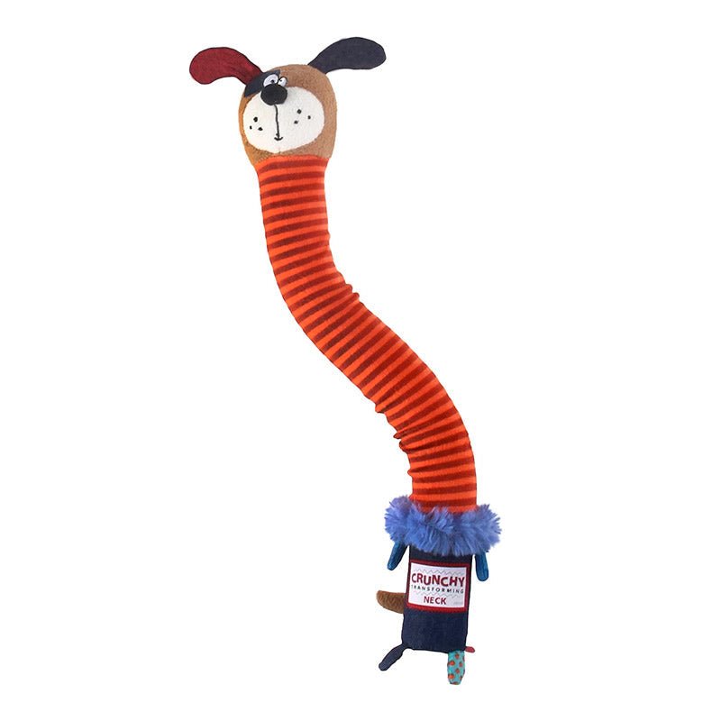 Crunchy Neck Plush Friendz Dog with Bone & Squeaker – Small - Shopivet.com