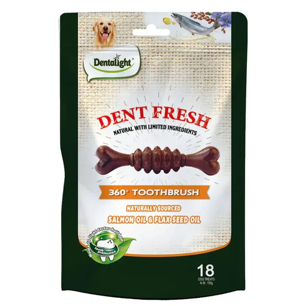 Dentalight 3" Dent Fresh 360° Toothbrush Coat Care Dog Treat 18Pcs/Pack (150g) - Shopivet.com