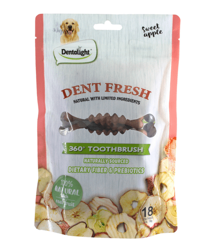 Dentalight 3" Dent Fresh 360° Toothbrush Dog Treat 150g (18pcs) - Apple - Shopivet.com