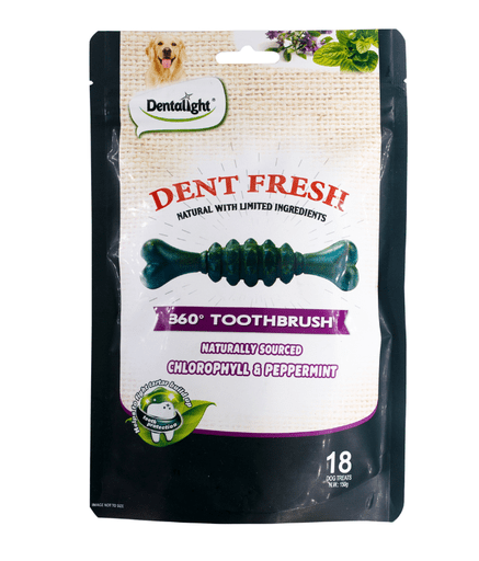 Dentalight 3" Dent Fresh 360° Toothbrush Dog Treat 150g (18pcs) - Fresh Breath - Shopivet.com