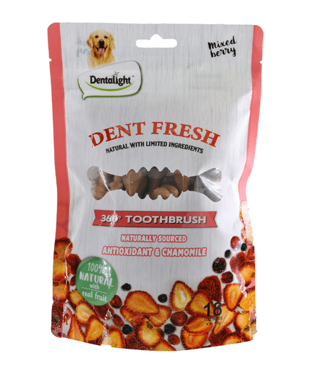 Dentalight 3" Dent Fresh 360° Toothbrush Dog Treat 150g (18pcs) - Mixed Berry - Shopivet.com