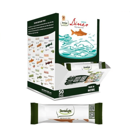 Dentalight 3" Ocean Diner Tasty Salmon Dog Treat [50pcs x 9g] - Display Box - (MOQ:50pcs) - Shopivet.com