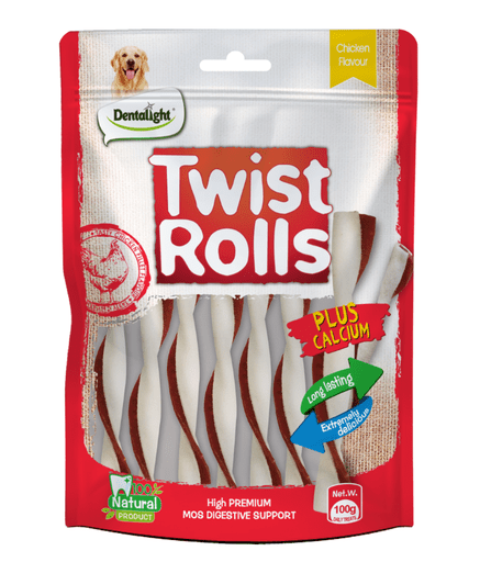 Dentalight 5" Twist Rolls Small Dog Treats 100g - Chicken Flavour - Shopivet.com