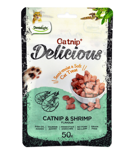 Dentalight Catnip+ Semi Moist & Soft Cat Treat 50g - Catnip & Shrimp Flavour - Shopivet.com
