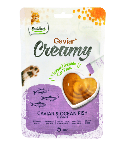 Dentalight Caviar+ Creamy Lickable Cat Treat 5pcs x 10g - Caviar & Ocean Fish Flavour - Shopivet.com