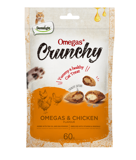 Dentalight Omegas+ Crunchy Cat Treat 60g - Omegas & Chicken Flavour - Shopivet.com