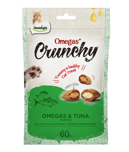 Dentalight Omegas+ Crunchy Cat Treat 60g - Omegas & Tuna Flavour - Shopivet.com
