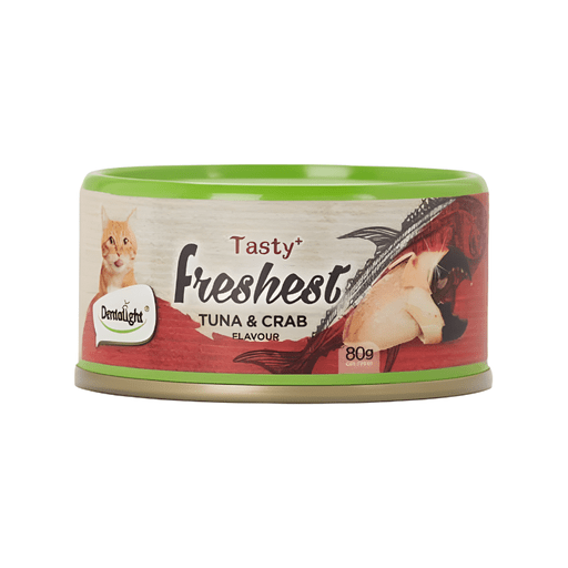 Dentalight Tasty Freshest Cat Treat in Can - Tuna & Crab 6x80g [Box Code:11582] - (MOQ:6pcs) - Shopivet.com