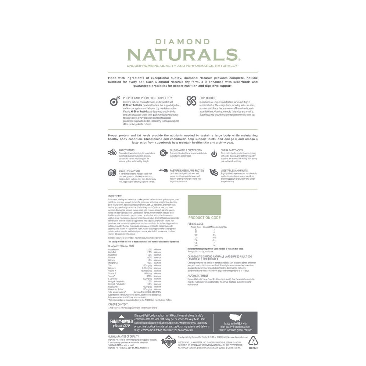 Diamond Naturals Large Breed Adult Dog Lamb Meal & Rice Formula - 15.00 Kg(33 lbs) - Shopivet.com