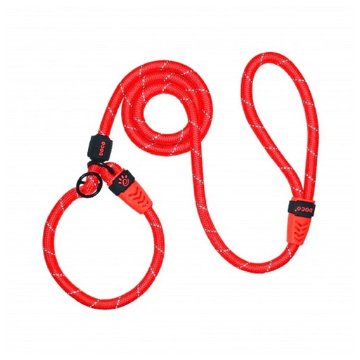DOCO® Reflective Rope Leash Ver.2 - Slip On Collar Leash 5ft Ø13mm 120cm+30cm(L) Red - Shopivet.com