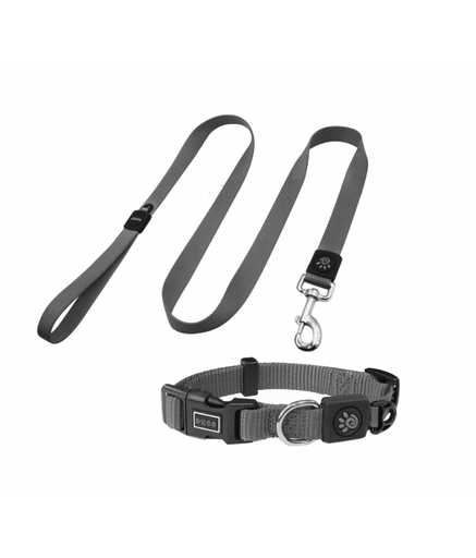DOCO® Signature Nylon Collar+Nylon Leash - 4ft (DCSN002+1048)[Color - Grey, Size - L] - Shopivet.com