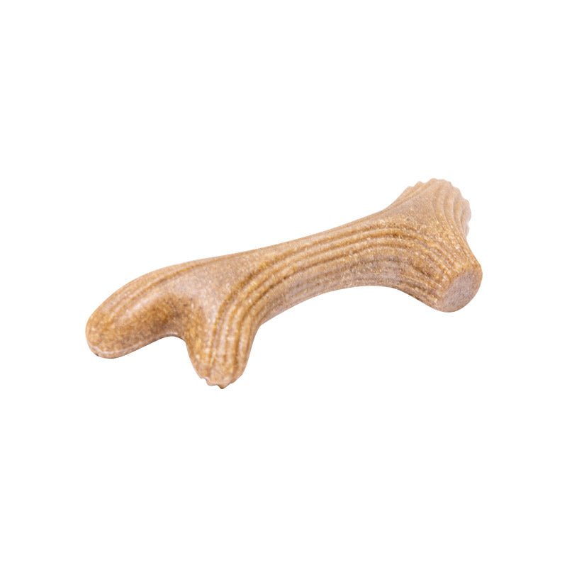 Dog Chew Wooden Antler with Natural Wood and Synthetic Material - S - Shopivet.com