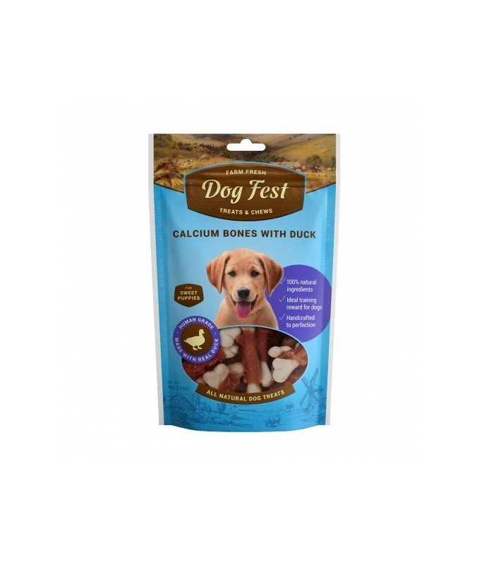 Dog Fest Calcium Bones With Duck For Puppies - 90g (3.17oz) - Shopivet.com