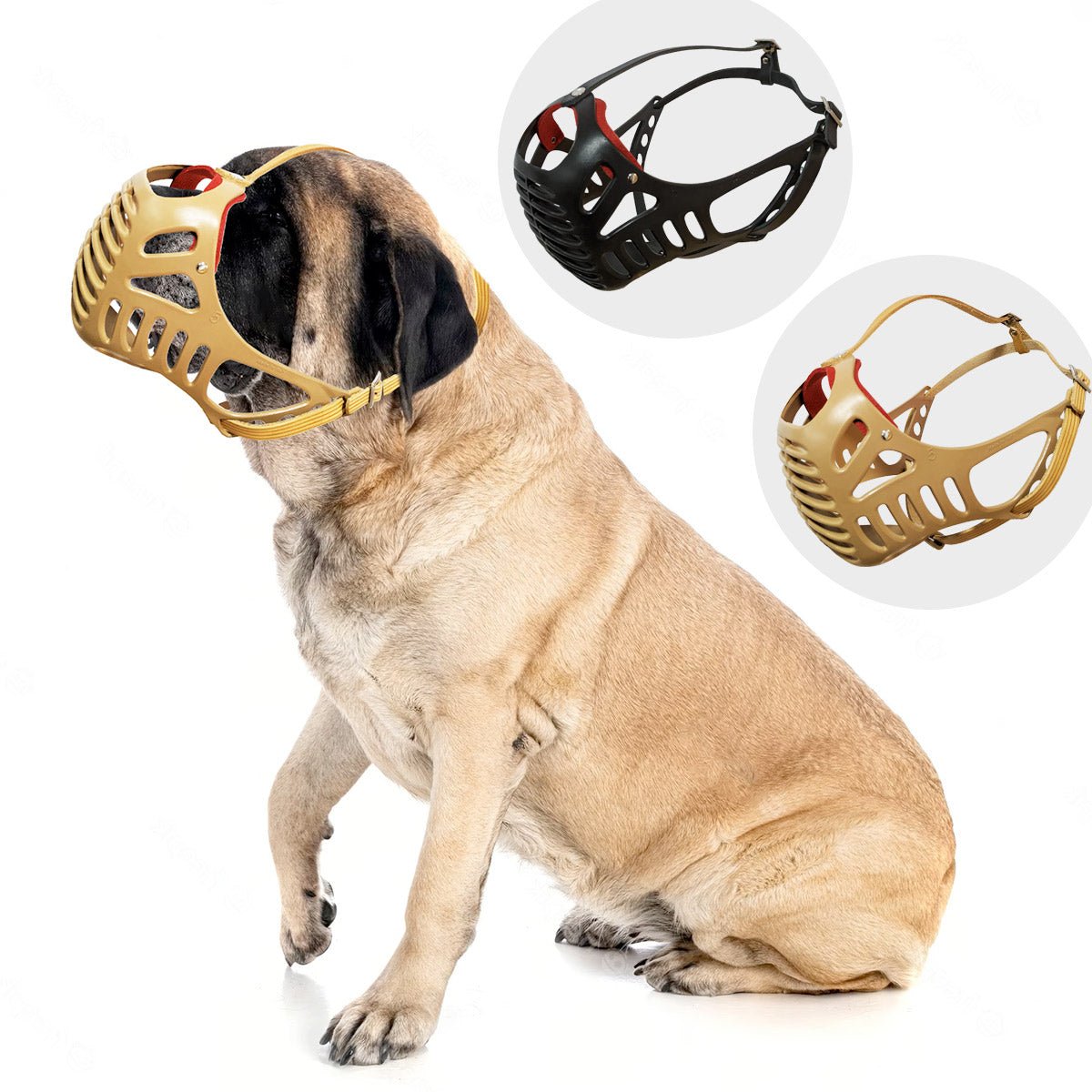Dog Fever Molossian Muzzle with Leather Strap - brown - Shopivet.com
