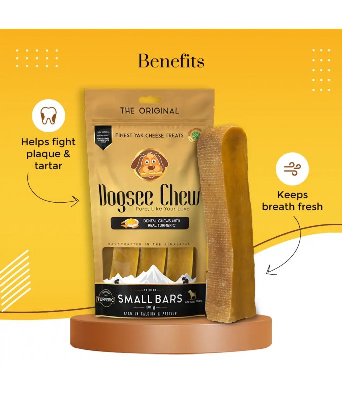 Dogsee Turmeric Small Bars: Long - Lasting Dental Chews For Small Dogs 100g - Shopivet.com