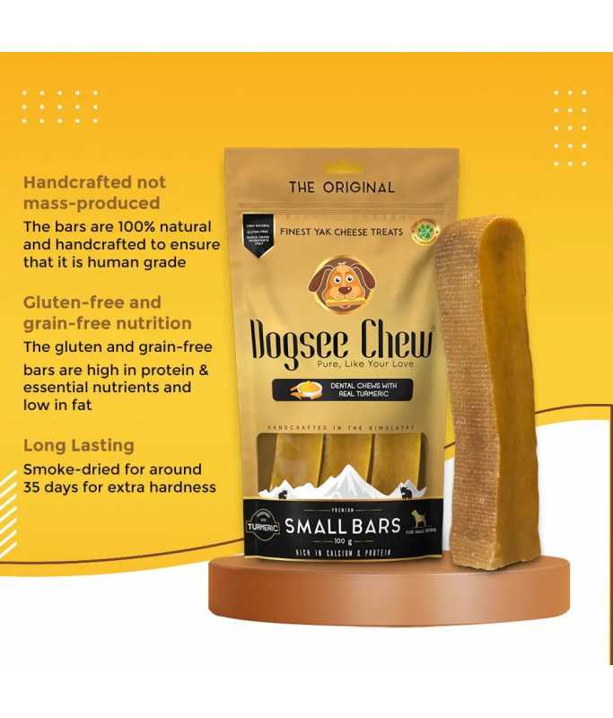 Dogsee Turmeric Small Bars: Long - Lasting Dental Chews For Small Dogs 100g - Shopivet.com