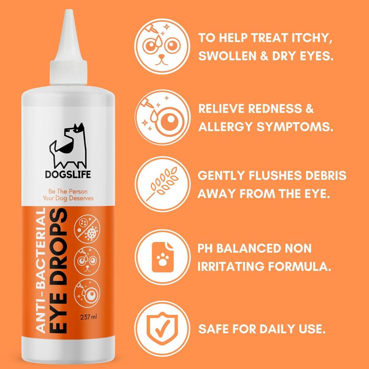 DogsLife Anti - Bacterial Eye Drops Dog 237ml - 237ml - Shopivet.com