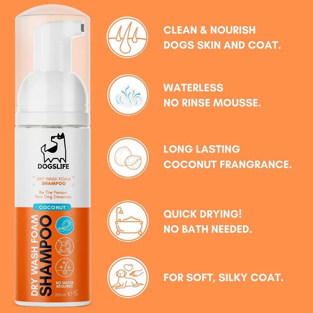 DogsLife Drywash Coconut Dog Shampoo 200ml - 200ml - Shopivet.com