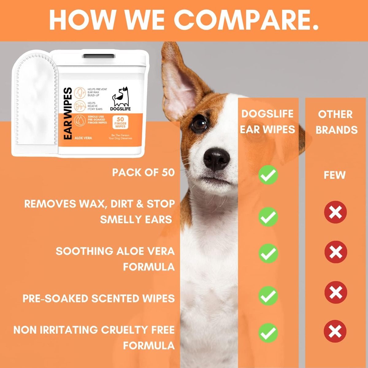 DogsLife Ear Wipes Aloe Vera Dog 50pcs - Shopivet.com