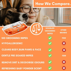 DogsLife Scented Grooming Dog Wipes 100pcs - Shopivet.com
