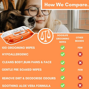 DogsLife Unscented Grooming Dog Wipes 100pcs - Shopivet.com