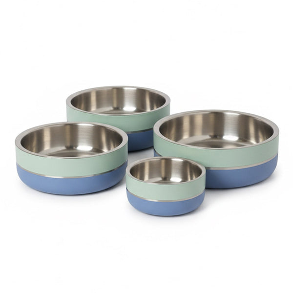 Saluki Stainless Steel Double Wall Dog Bowls – Two Tone - 2340 ML