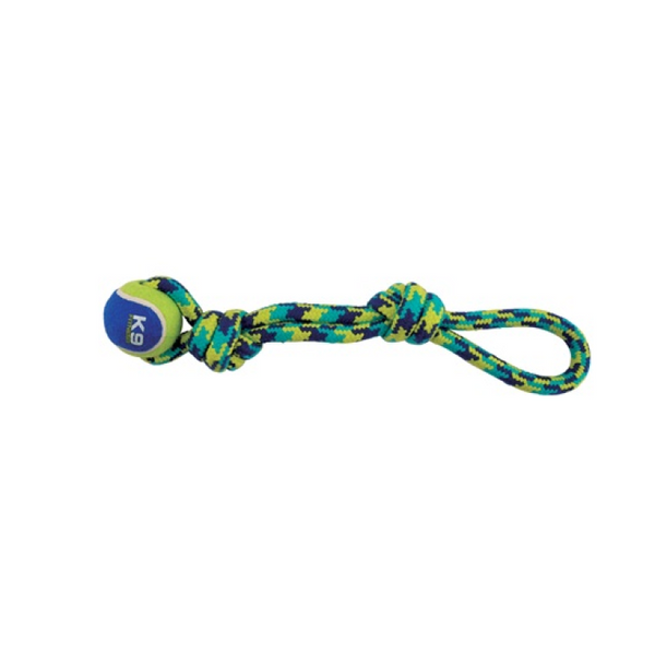K9 Fitness by Zeus Rope Tug with Tennis Ball - 43.2 cm