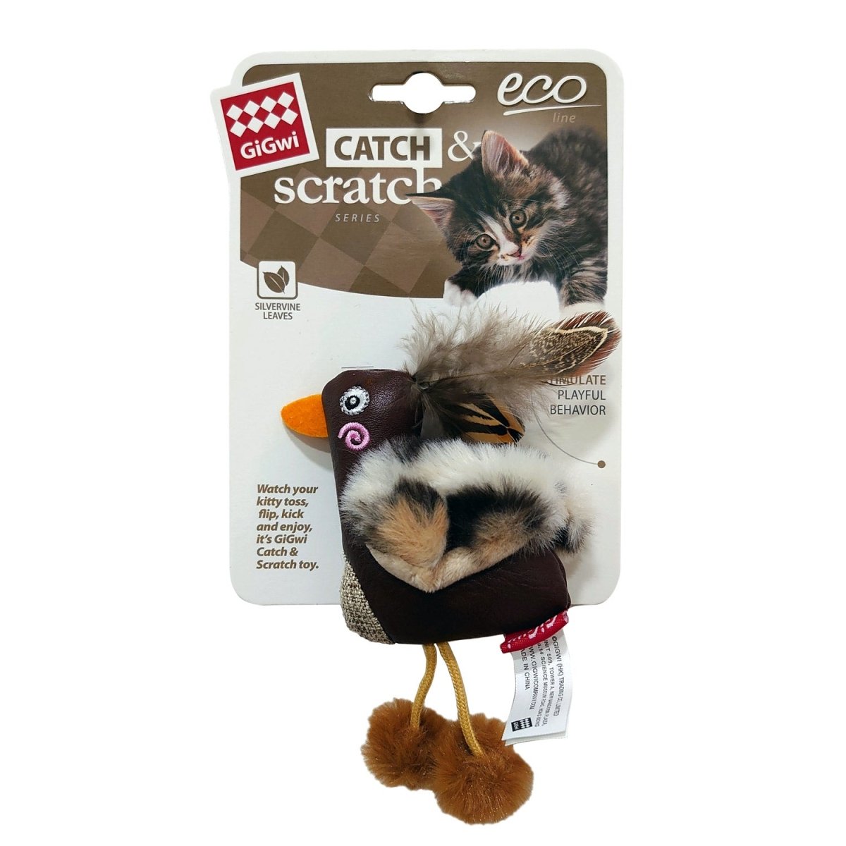 Duck Catch & Scratch Eco line with Slivervine Leaves and Leatherette - Shopivet.com