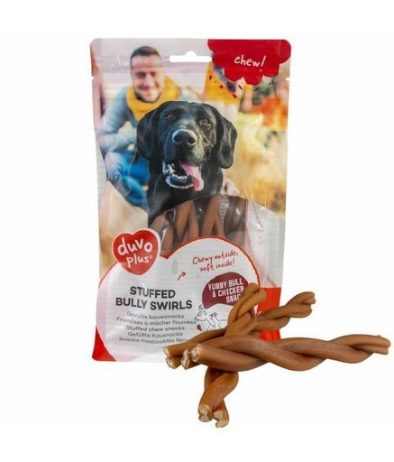 Duvo+ Chew! Stuffed Bully Swirls 15cm - 7pcs - 231g, Brown - Shopivet.com