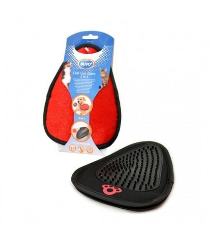 Duvo Coat Care Glove 2 in 1 Black/Red 21x15cm[Dimension - 21 x 15cm] - Shopivet.com