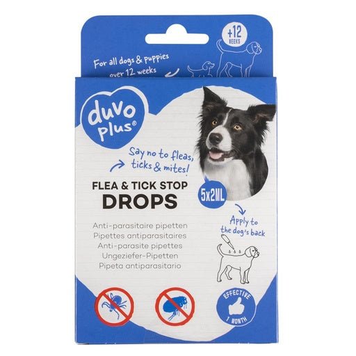 Duvo+ Flea & Tick Stop Anti - Parasite Drops Dog - 5x2ml - Shopivet.com