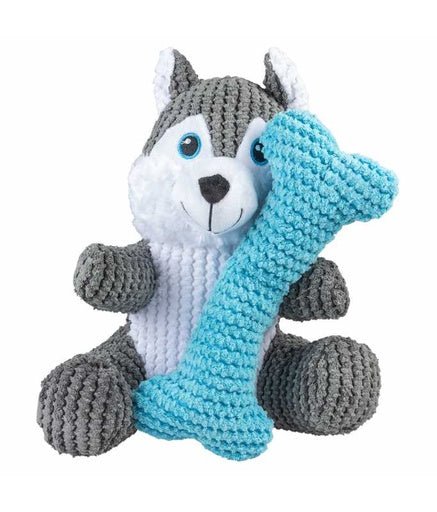 Duvo+ Plush Duo Husky + Bone M - 27,5x27,4x16,5cm Multicolour[Size - M] - Shopivet.com