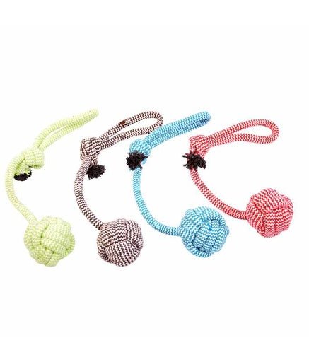 Duvo+ Scooby Rope Dummy Ball With Loop Mixed Colors - 7.6x35.5cm[Dimension - 7.6 x 35.5cm] - Shopivet.com