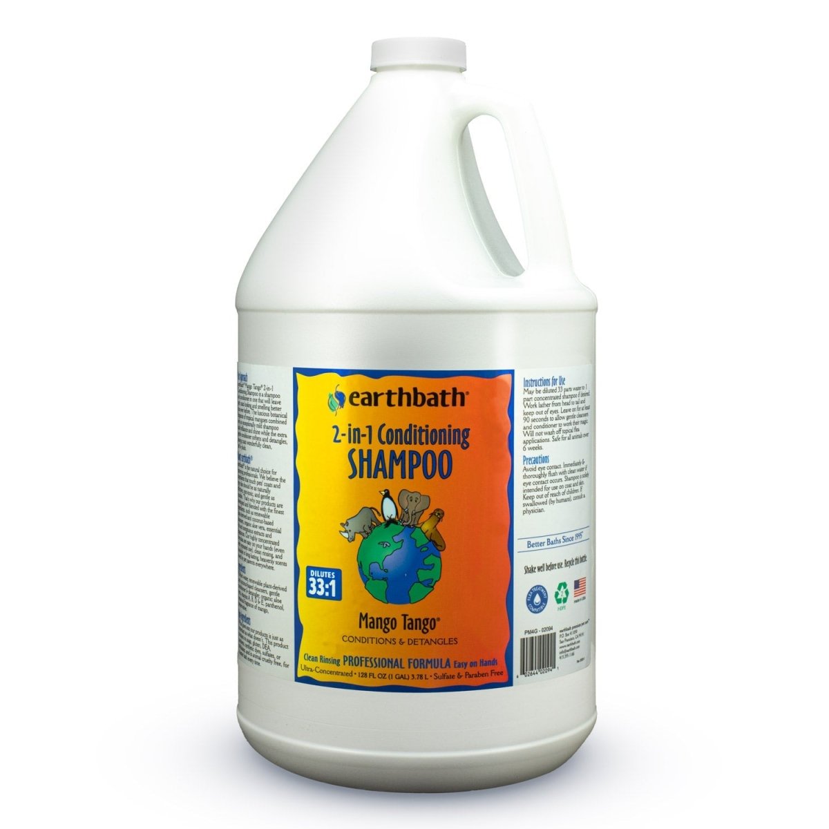 earthbath® 2 - in - 1 Conditioning Shampoo, Mango Tango®, Conditions & Detangles, Made in USA, 128 oz (1 Gallon) - Shopivet.com