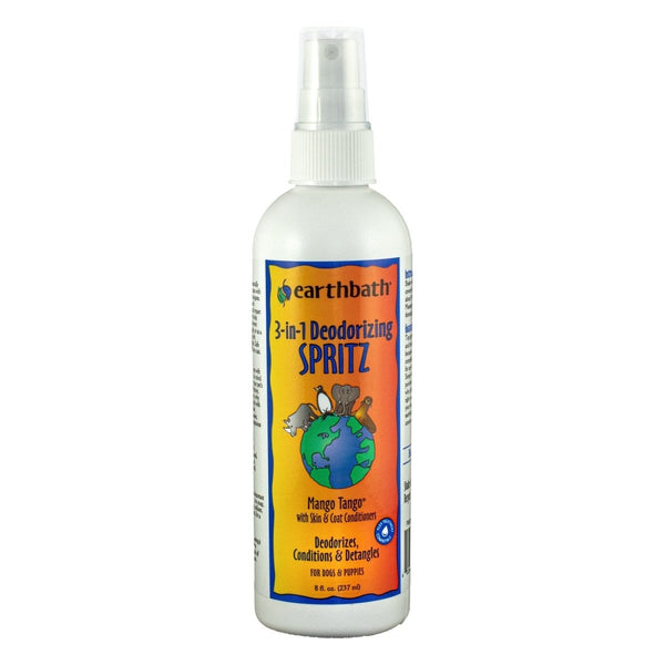 earthbath® 3 - IN - 1 Deodorizing Spritz, Mango Tango® with Skin & Coat Conditioners, Made in USA, 8 oz pump spray - Shopivet.com