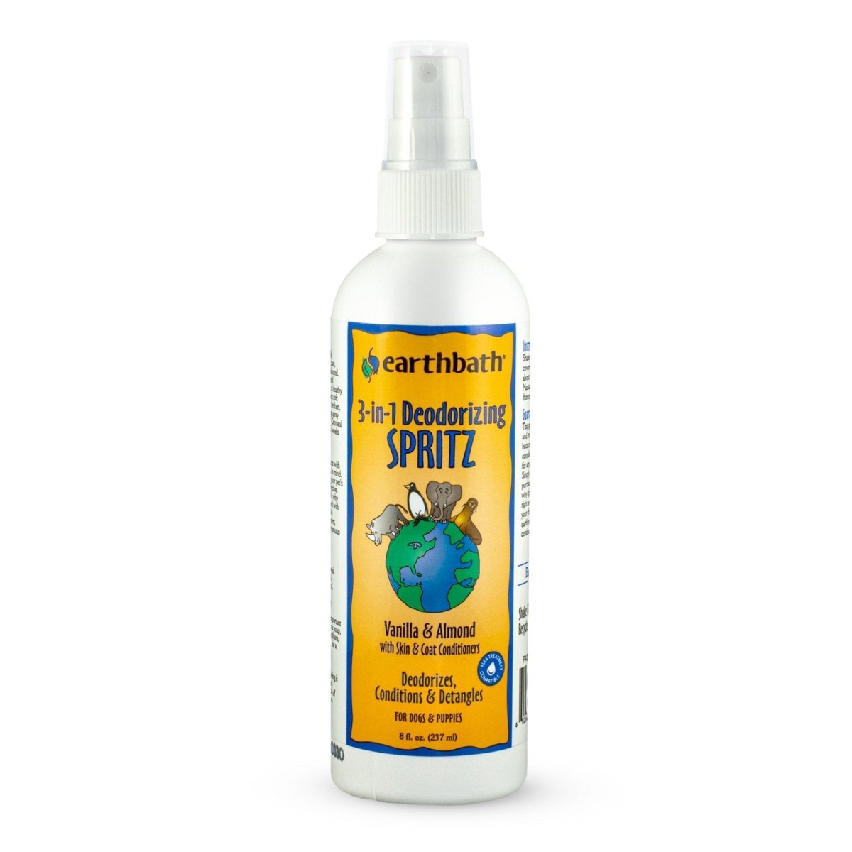 earthbath® 3 - in - 1 Deodorizing Spritz, Vanilla Almond with Skin & Coat Conditioners, Made in USA, 8 oz pump spray - Shopivet.com