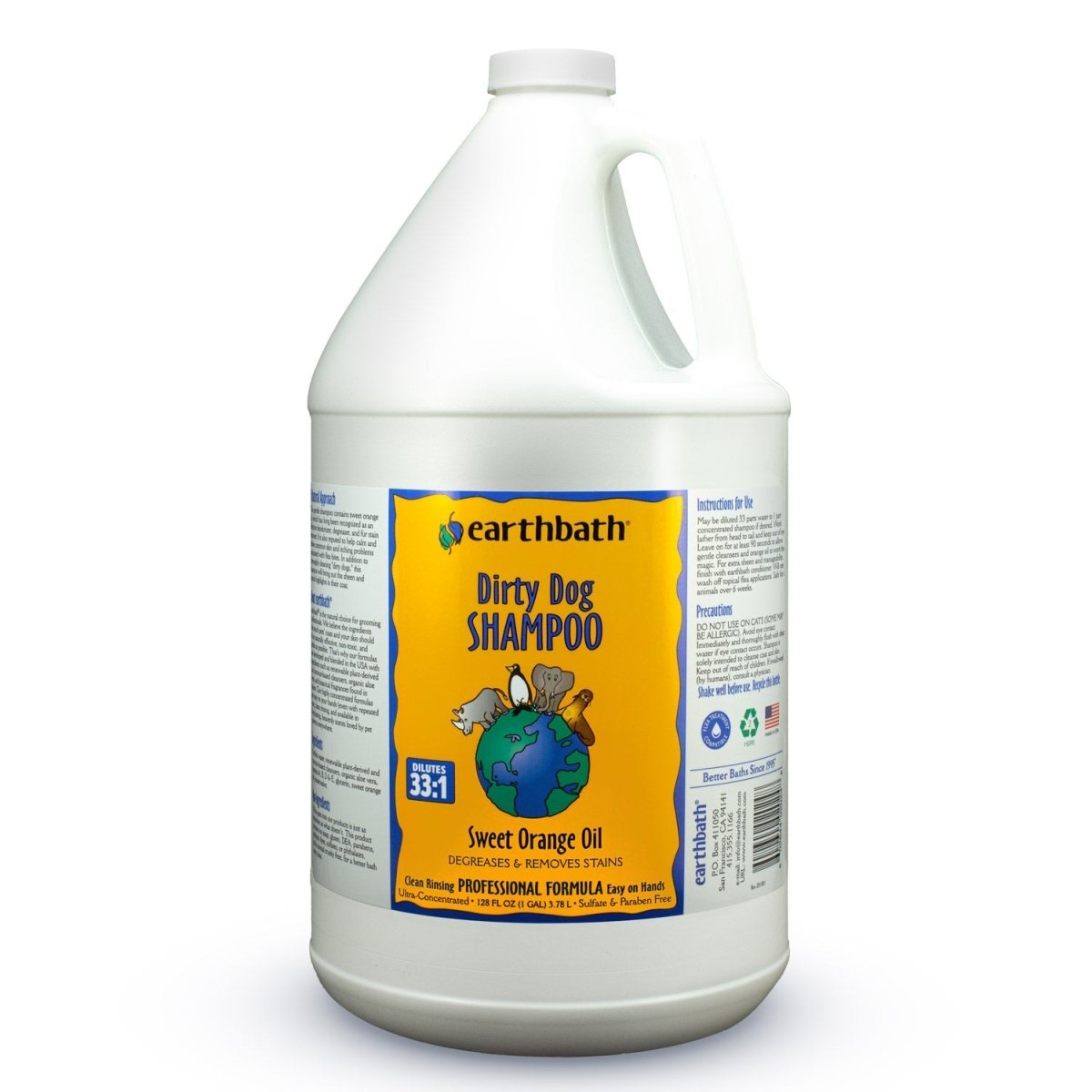 earthbath® Dirty Dog Shampoo Sweet Orange Oil, Degreases & Removes Stains, 128 oz (1 Gallon) - Shopivet.com