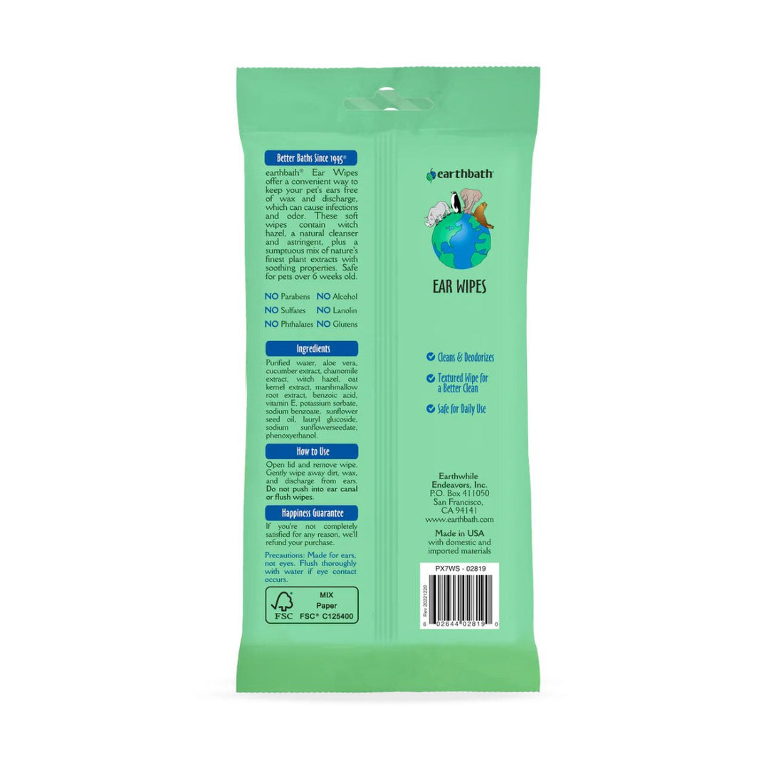 Earthbath Ear Wipes (Witch Hazel & Chamomile) – 30 Wipes - Shopivet.com